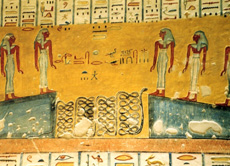 Darstellung aus einem ägyptischen Unterweltbuch aus dem Grab des Pharaos Ramses IV.
