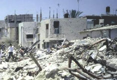 Zerbombte Wohnblocks im Gazastreifen.