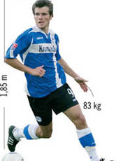 Doppelter Torschütze gegen Rostock: Christian Eigler (Arminia Bielefeld), der nun drei Saisontore auf dem Konto hat.