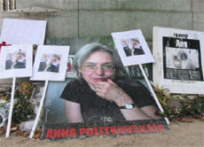 Gedenkstelle für die russische Reporterin und Regierungskritikerin Anna Politkowskaja, die am 7. Oktober 2006 ermordet wurde.
