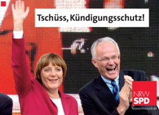Die SPD veralberte auf diesem Wahlkampf-Plakat die CDU-Vorsitzende Angela Merkel und den CDU-Spitzenkandidaten für die NRW-Landtagswahl, Jürgen Rüttgers. Genutzt hat der Spott nichts.