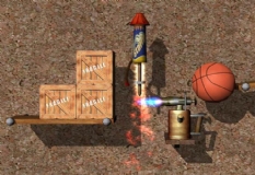 Eigentlich lassen sich ein Basketball, ein Bunsenbrenner und eine Rakete schlecht miteinander vereinbaren. "Crazy Machines" setzt unserer Phantasie aber keine Grenzen.