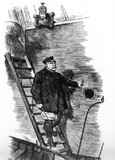 Die Entlassung Bismarcks 1890: Karikatur in der satirischen Londoner Zeitschrift "Punch" mit dem Titel "Dropping the Pilot" ("Der Lotse geht von Bord") von Sir John Tenniel