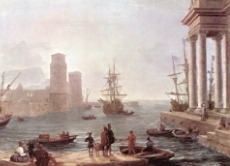 Die Abreise des Odysseus und seiner Seeleute von der Insel Scheria und dem Phaiakenkönig Alkinoos, dem der Abenteurer von seiner langen Reise berichtete.