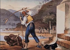 "Sklaverei in Brasilien", Gemälde von Jean-Baptiste Debret: im Laufe von rund 300 Jahren wurden geschätzte zwei Millionen Afrikaner als Sklaven nach Brasilien verschleppt.