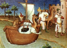 Marco Polo in China auf einer alten Abbildung.