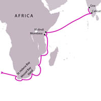 Die Route Vasco da Gamas erster Reise