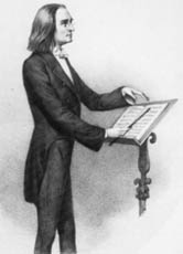 Dieses Bild zeigt Franz Liszt um 1853 als Dirigent.