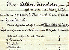 Das Schulzeugnis von Albert Einstein.