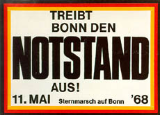 Debatte um die Notstandsgesetze 1949 in Deutschland: Aufruf zum Sternmarsch nach Bonn gegen die Notstandsgesetze.