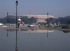 Das indische Parlamentsgebäude ("Sansad Bhavan") in Neu-Delhi
